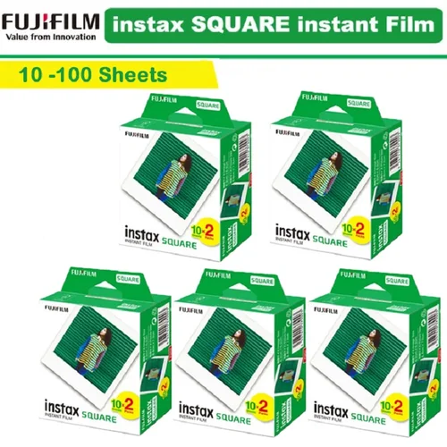Fujifilm Instax-películas cuadradas con borde blanco, papel fotográfico de 10-100 hojas para cámara instantánea Instax SQ10 SQ6 SQ20, impresora de SP-3 compartida