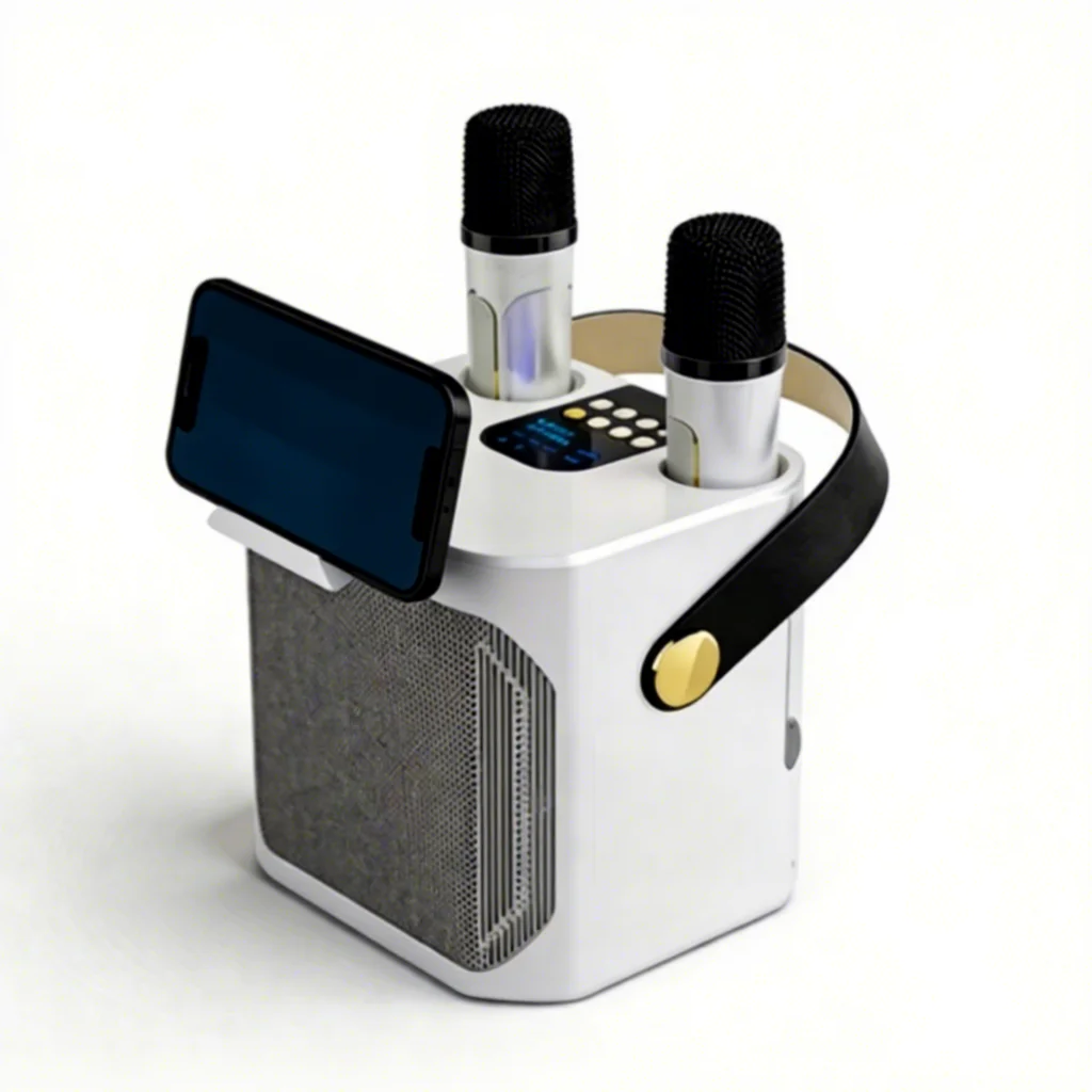 

Karaoke Machine 20W Hi-Fi Stereo Speaker 2 Wireless Microphones | 6-Hour Playtime Portable Party Subwoofer Memory Card