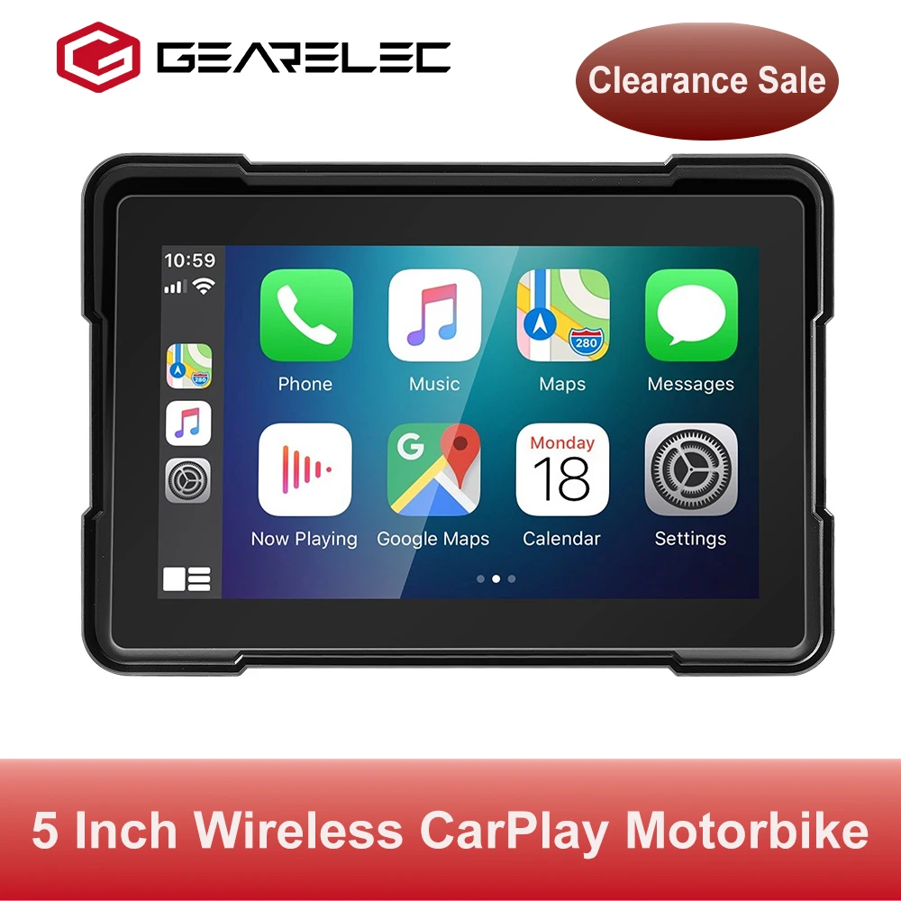 

GEARELEC беспроводной CarPlay Android Auto портативный экран для мотоцикла 5-дюймовый двойной BT водонепроницаемый мотоциклетный стерео мультимедийный плеер