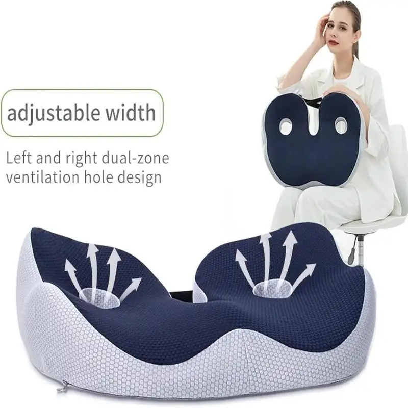 Memory Foam Sit Bone Relief Seat Cushion for Butt Lower Back Hamstrings Hips Ischial Tuberosity Reduce Fatigue for Chair