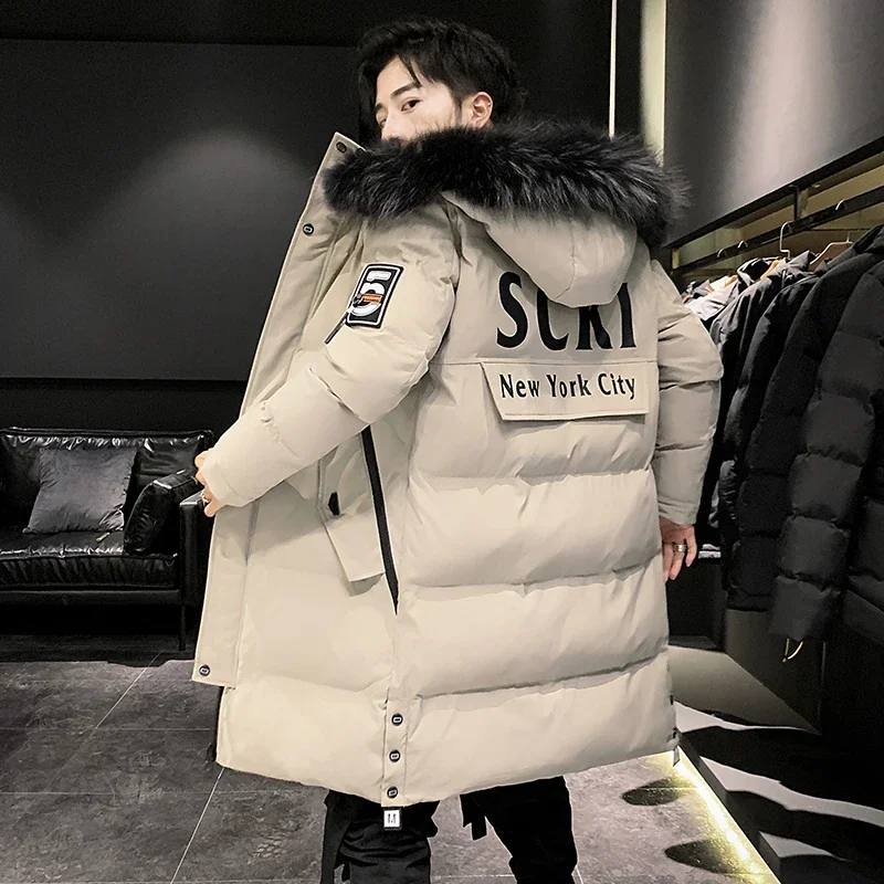 2023 Big Parker Jacket Men Winter Thickening New Casual Fur Collar Thickening Windproof Hooded Jacket Fashion Parker Coat S-3XL