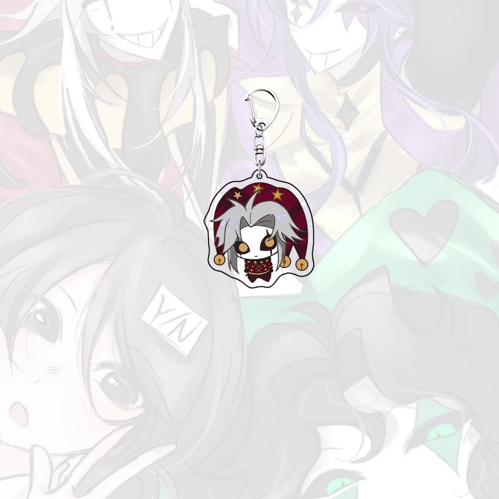 Game The Freak Circus 6CM Pierrot Cosplay Kawaii Acrylic Stand keychain Joker Clown Pendant Keyring Bag Accessory Ornament Props