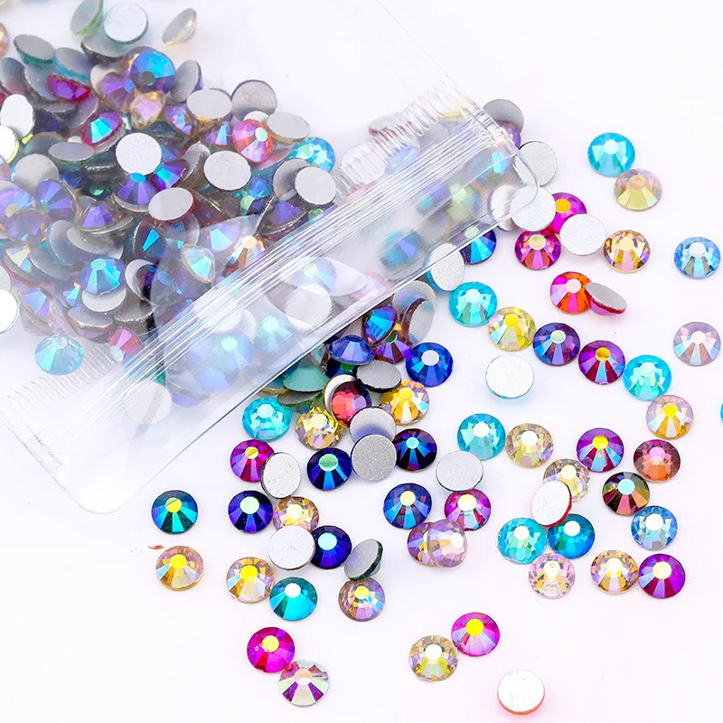 SS4-SS30 7200pcs Glitter 3D Non HotFix FlatBack Glass Pixie Nail Art Mix AB Rhinestones Shiny Gem Manicure Accessories