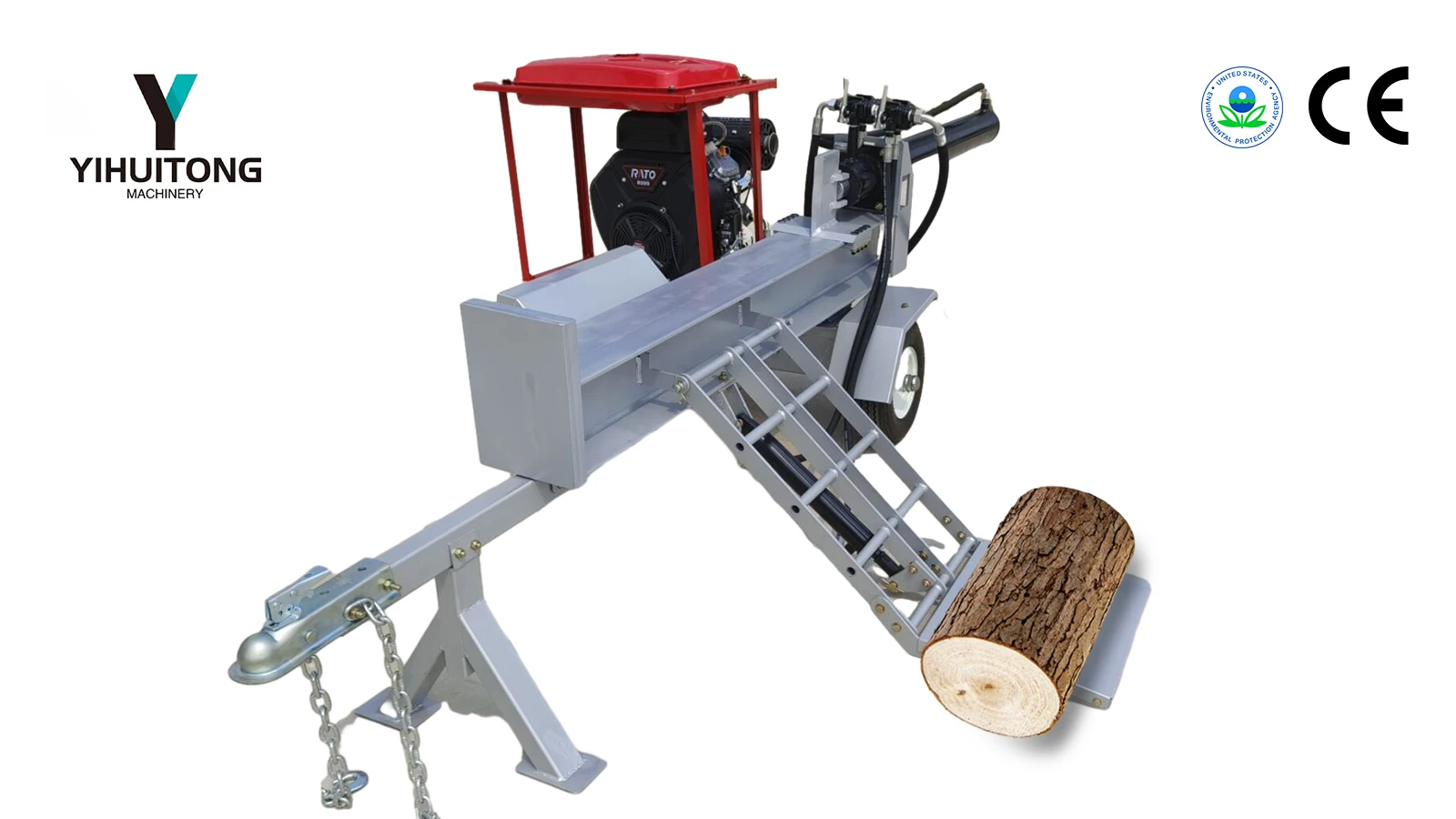 YHT 65T wood working gasoline cheap log splitter with 36hp two cylindergasoline engine lifting arm /log lifter