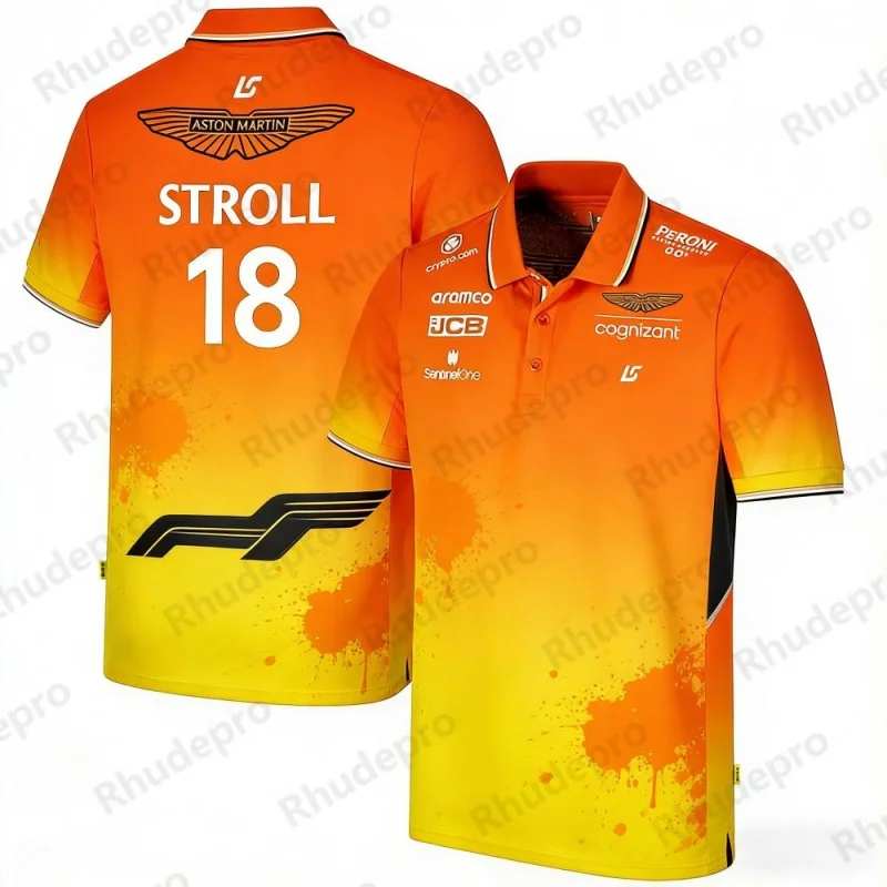 Camisa polo con botones estilo callejero del equipo Aston Martin Racing Fernando Alonso 14 Ropa de manga corta para hombres y mujeres