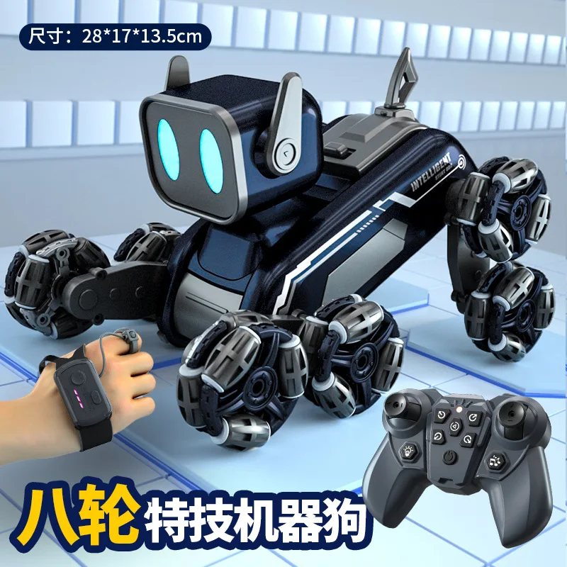 

Интеллектуальный радиоуправляемый робот-собака для трюков, 24G, восьмиколесный, с поворотной рукой, для бездорожья, для любителей активного отдыха, оптом
