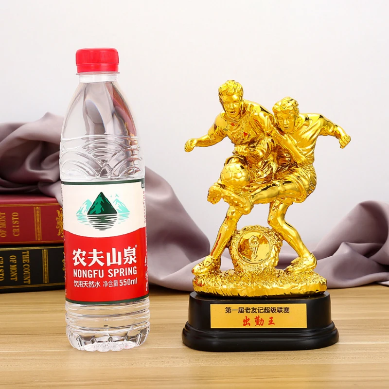European Football Trophy Resin Gold Plated Football Trophy Custom Mvp Player Marksman Striker Award Gift Fan Supplies