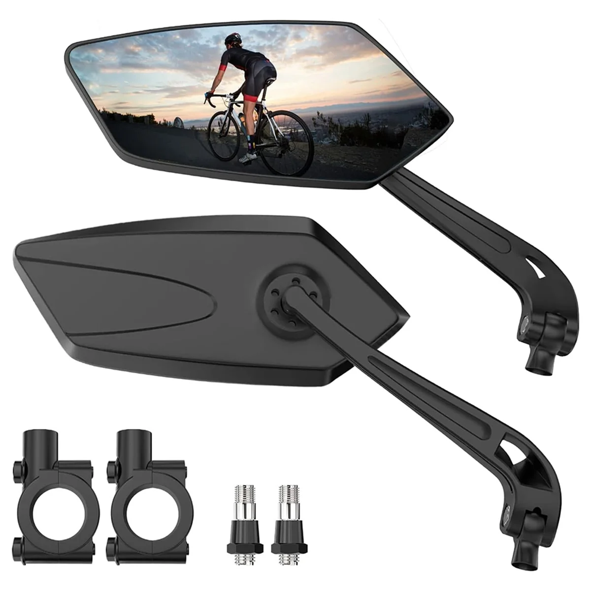 Bike Mirror 2 Pack, Bike Mirrors Handlebar Rearview Mirror, 360° Rotatable Bike Rear View Mirror, Safe Wide Angle Hd