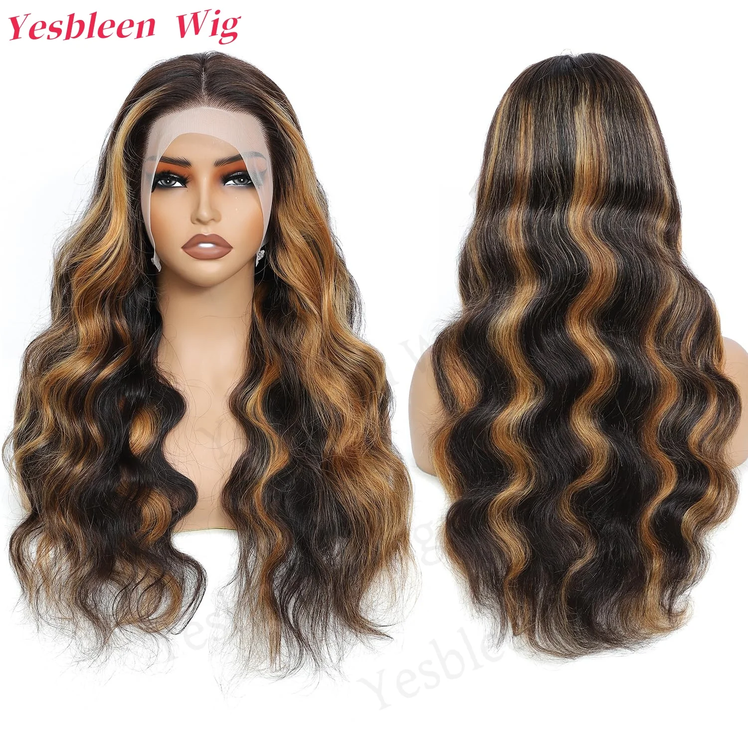 

Yesbleen Highlight 13*4 парик фронта шнурка человеческие волосы 1B/30 черный коричневый парики с объемной волной прозрачный кружевной бразильский для женщин