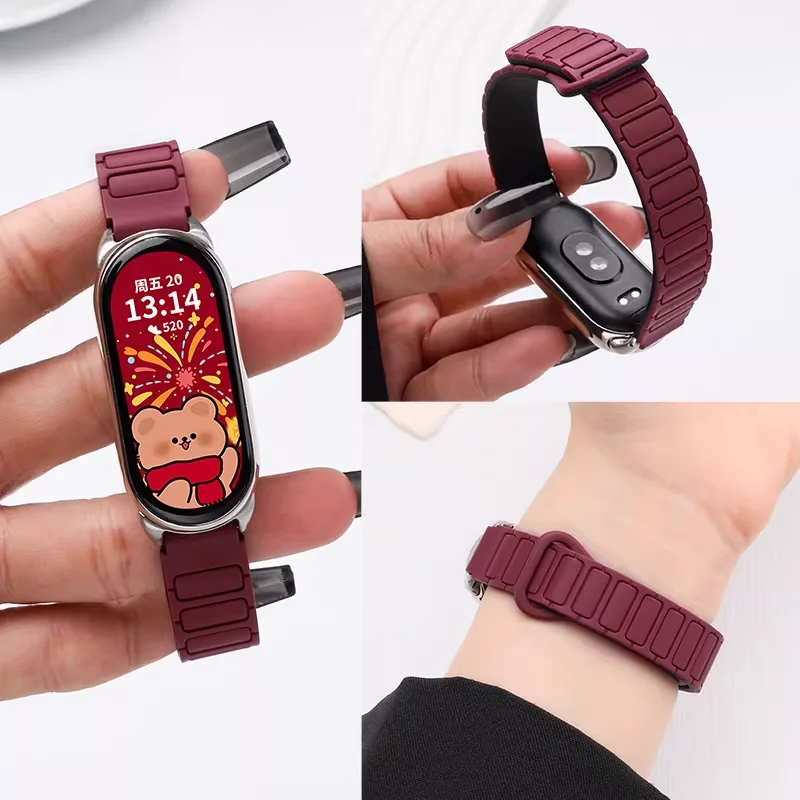 Magnetic Band for mi band 11 10 9 8 smartwatch replacement wristband belt silicone bracelet correa for Xiaomi miband 10 Straps