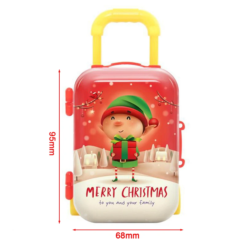 Christmas Mini Suitcase For Dolls Miniature Toy Trunk Dollhouse Decoration Candy Coin Box Jewellery New Year Money Suitcase