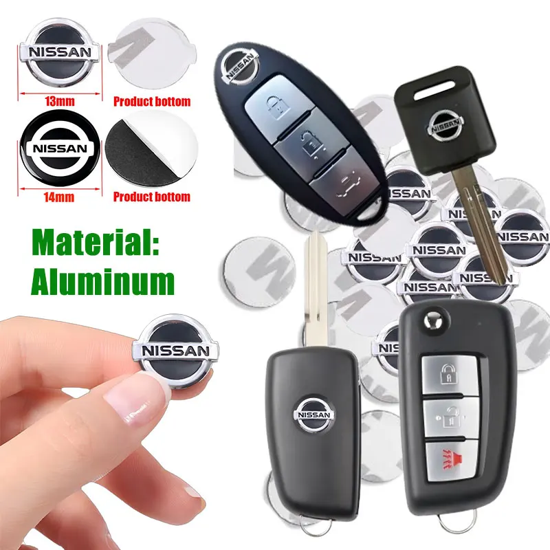 

New aluminum Car Key Badge Emblem Replacement Car Key Stickers For Nissan X-Trail T32 T31 Qashqai Tiida Teana Car Styling