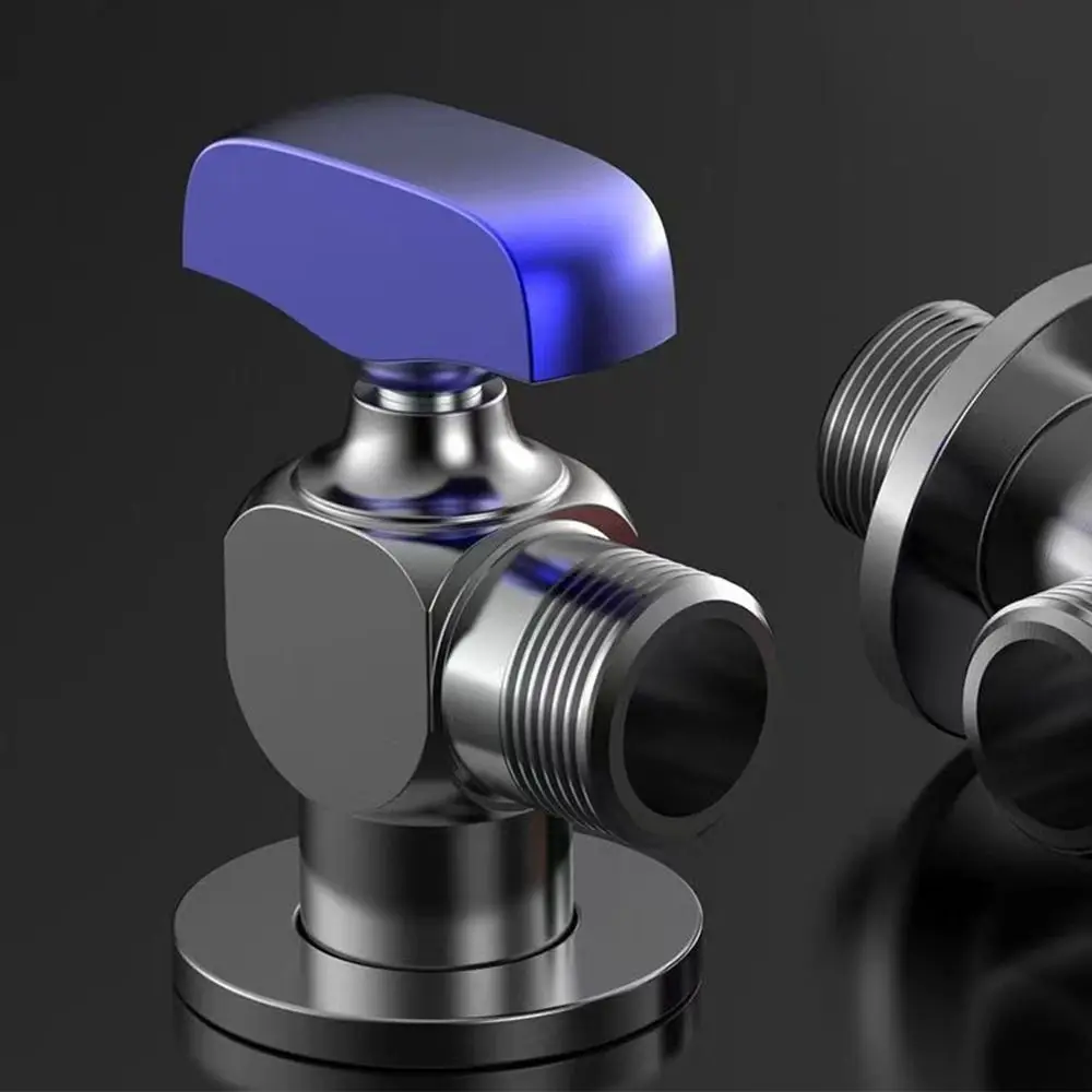 

High Quality Red Blue Water Control Valve Brass Thicken Ball Valve Cold and Hot Distinction Fully Open Corner Valve Kitchen