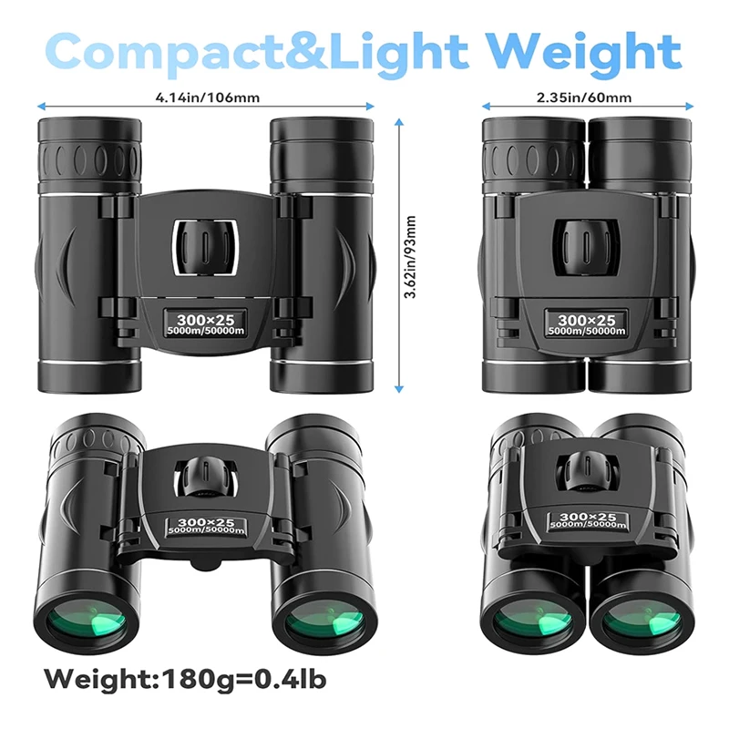 300X25 Portable Hd Zoom 5000M/50000M Binoculars Telescope Powerful Folding Long-Distance Vision Hunting Outdoor Camping Sports