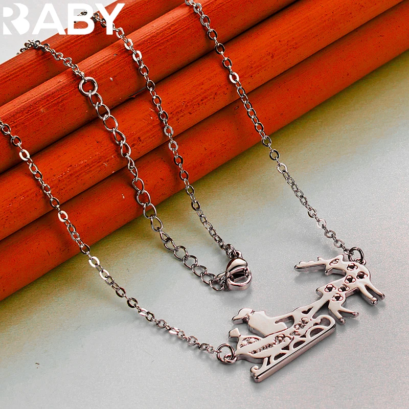 URBABY 925 فضة الأيائل زلاجات قلادة قلادة للنساء الرجال موضة الزفاف حفلة خطوبة مجوهرات مع سلسلة 18 بوصة #2