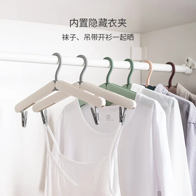 5 PCS Folding Hanger Travel Portable Multifunctional Drying Rack Home Student Dormitory Storage Travel Hanging Clothes Support