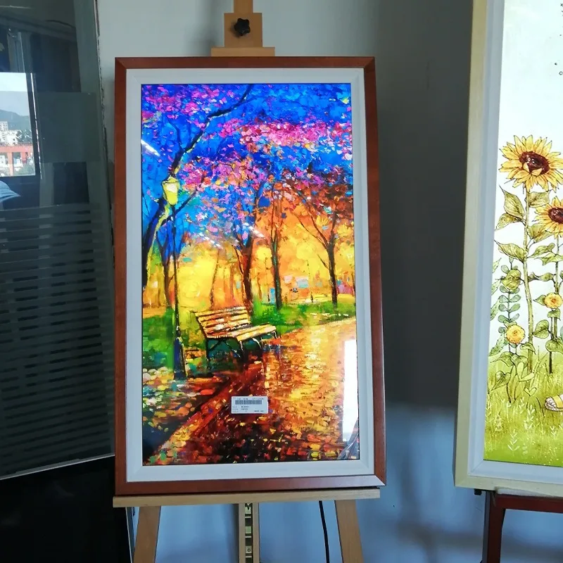 Color crystal picture frame display advertising machine Android wireless 4G wood art screen
