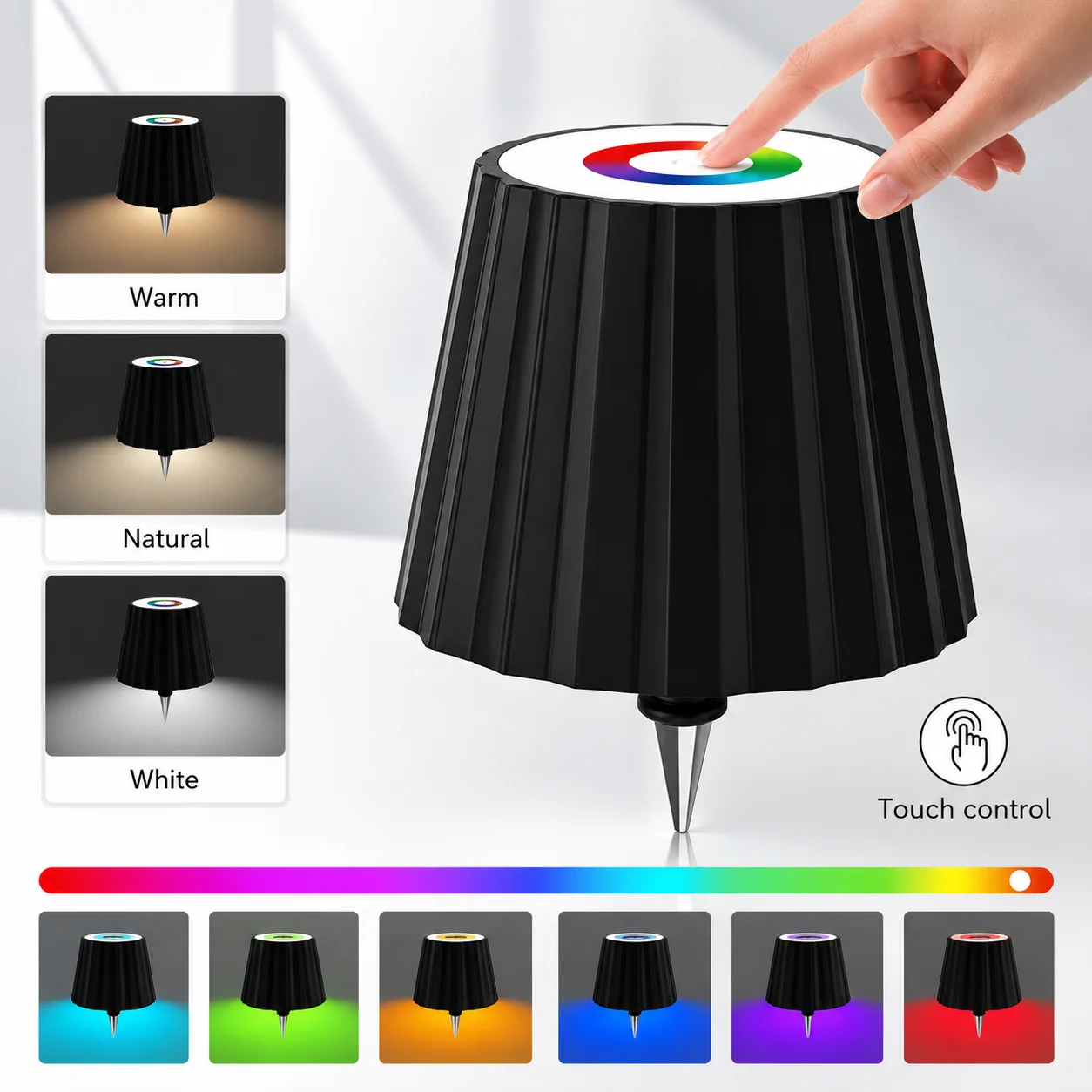 RGB Wireless Bottle Lamp Shade 3000-6500K Dimmable 3-Color Touch Control Rechargeable Whiskey Bottle Top Night Light Portable for Bar Party Home Decor