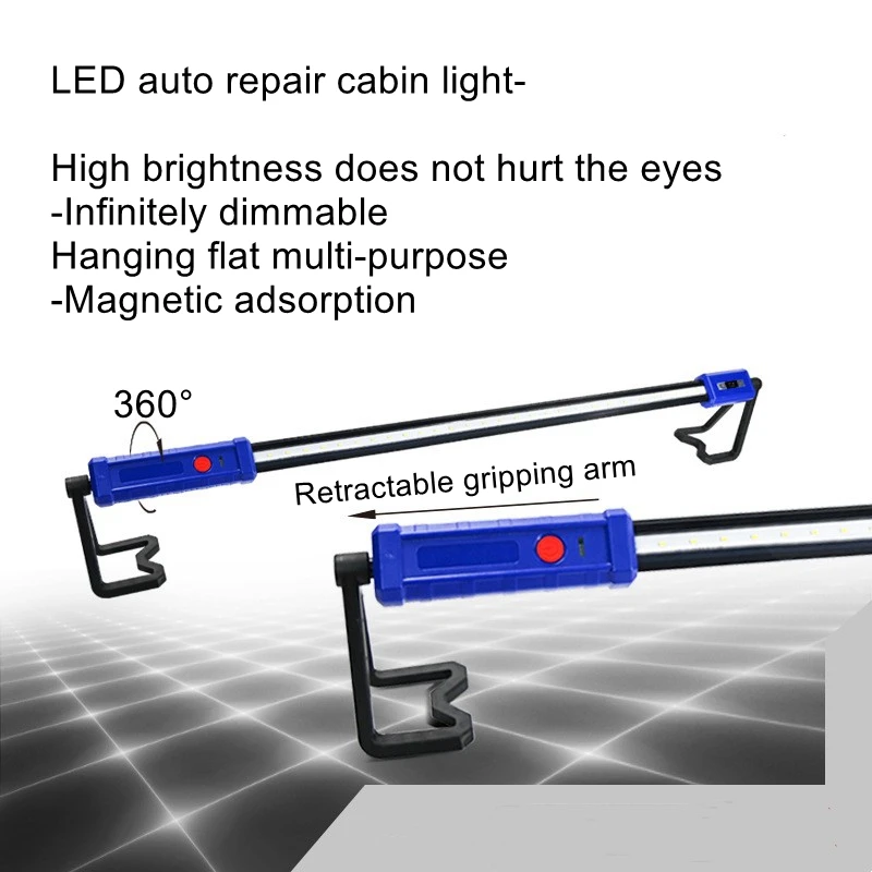 360 Degree Adjustable LED Cabin Rechargeable Auto Repair Overhaul, Strip Work for Garage Workshop and Maintenance Application