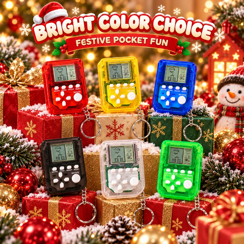 Mini Retro Brick Game Keychain Portable Handheld Electronic Game Console Nostalgic Pocket Puzzle Toy Gift For Christmas