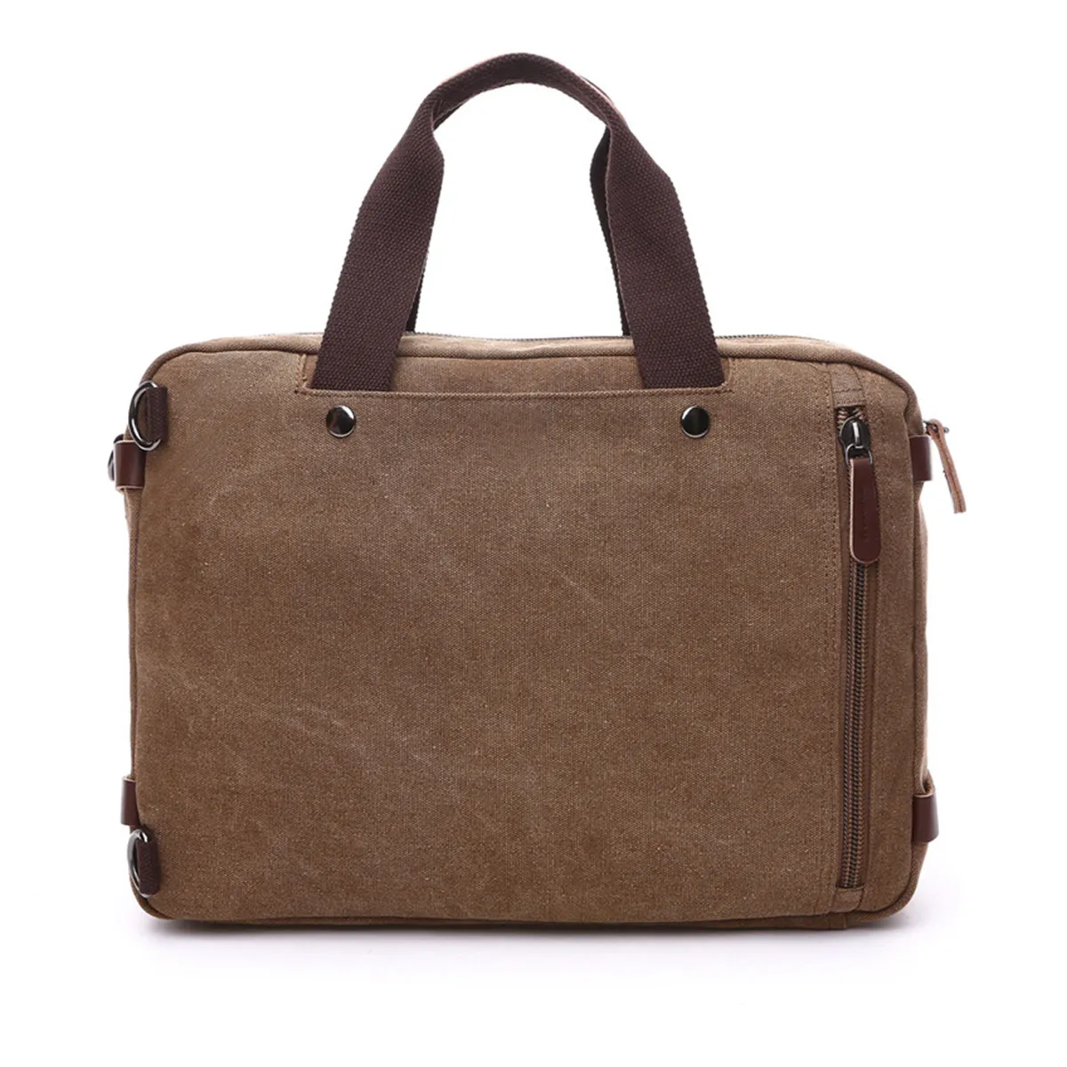 3-in-1 Canvas Dual Shoulder Backpack Vintage Briefcase Messenger Bag Slim Laptop Bag for Business School Work Casual