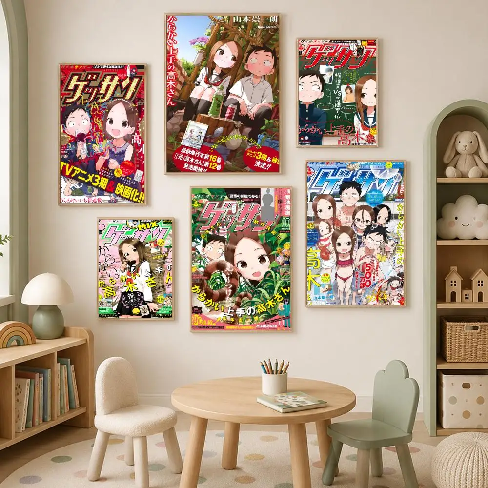 Anime Teasing Master Takagi-san Poster Self-Stick HD PVC Wall Art Poster, Waterproof Decor for Bedroom, Living Room and Home