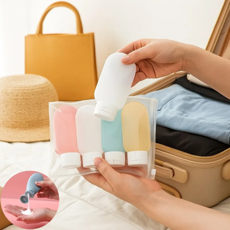 4Pcs/Set Refillable Bottle 60ml Soft Lotion Container Squeeze Tube Empty Bottle Portable Travel Shampoo Bottle