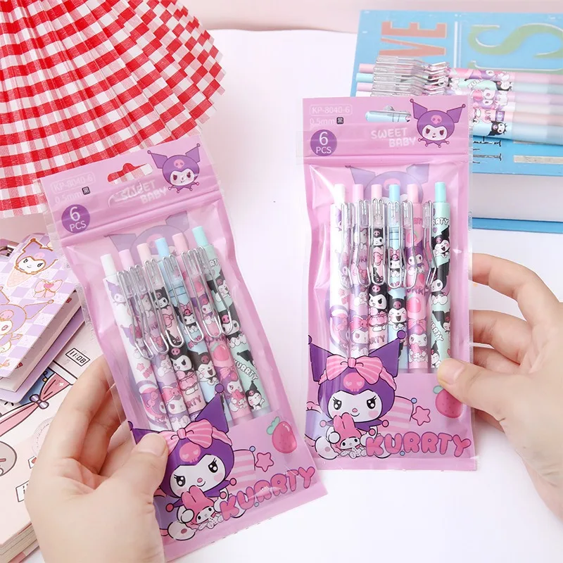 

Sanrio Kuromi 0.55mm Gel Pen School Student Stationery Elementary Supplies Writing Notebook Diary Quick Drying Black Pens