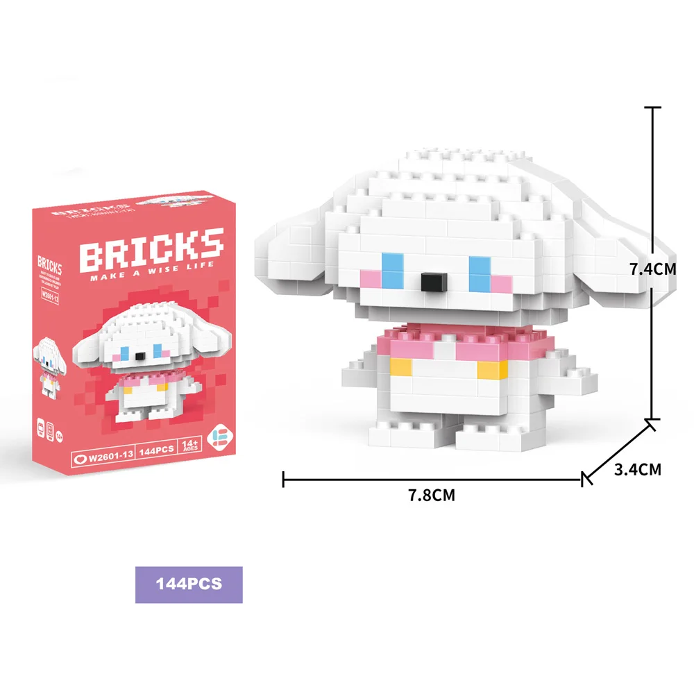 Building Blocks Kuromi Anime Figure Melody Cartoon Kids Toys Blocks for Lego Cute Hello Kitty Particles Assembled Blocks