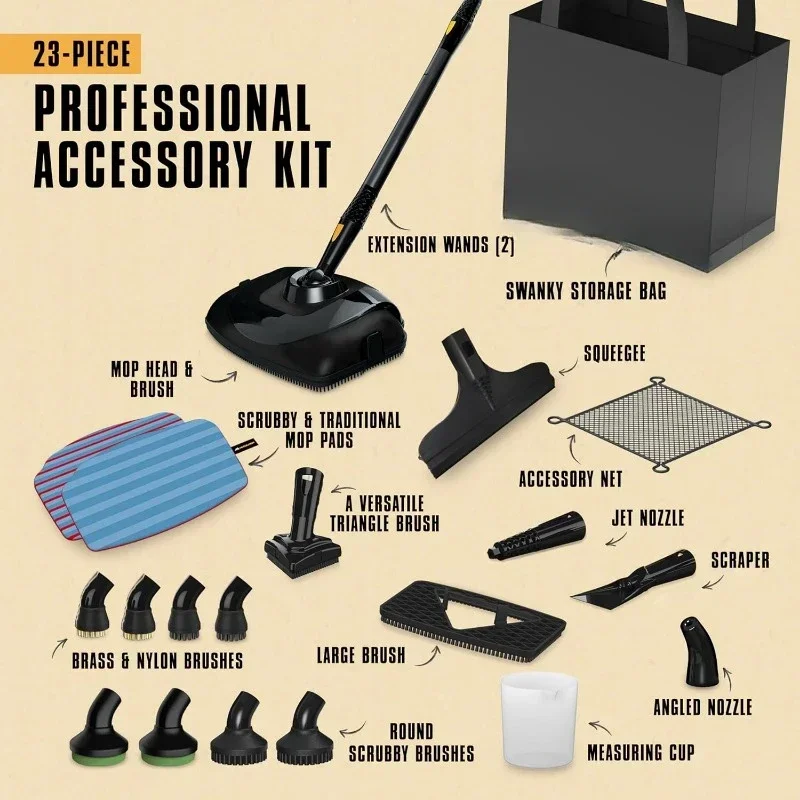 

tool.Upgraded version Deluxe Canister Steam Cleaner with 23 Accessories, Chemical-Free Pressurized Cleaning for Most Floors（MC13