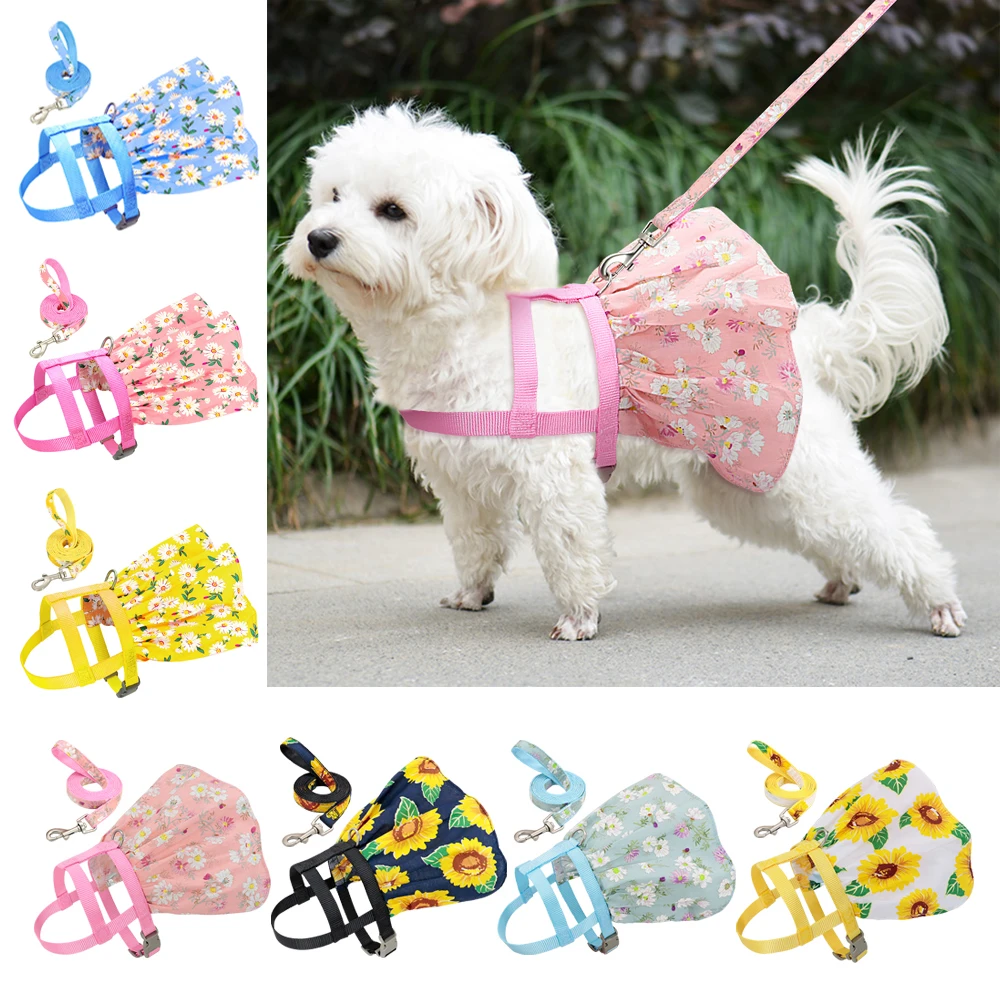 

Fashion Cute Dog Cat Harness And Leash Set Adjustable Pet Puppy Harness Vest Strap Dress For Small Medium Dogs Pets Accessories