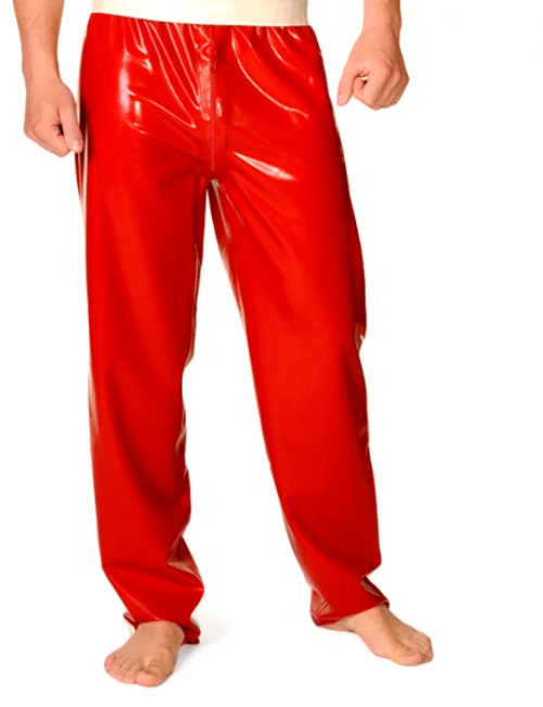 

100% Latex Rubber Gummi Bodysuit Catsuit Ganzanzug Red Cosplay Sports pants trousers