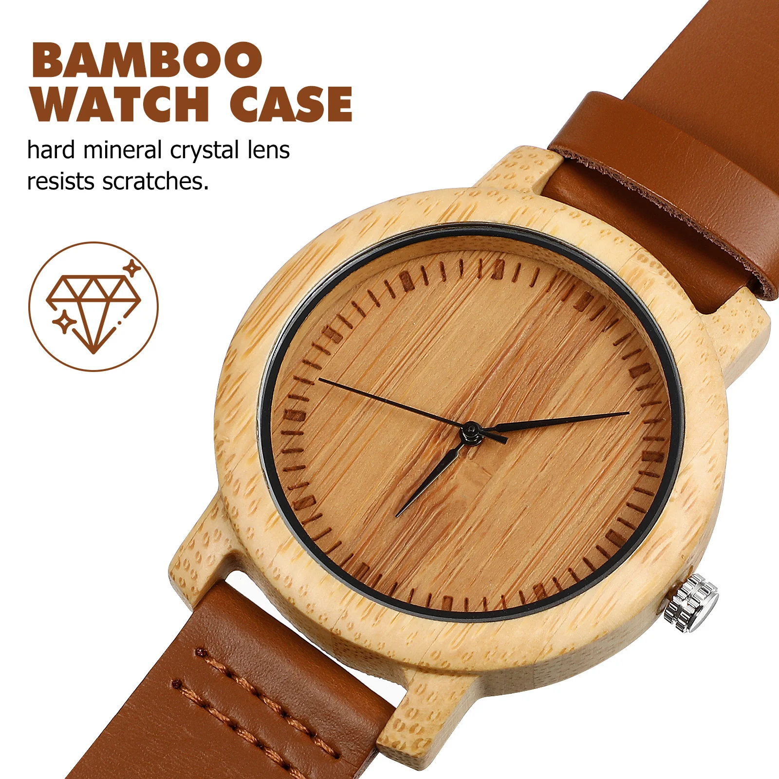 Bamboo Quartz Movement Wristwatch Mens Handmade Strap Durable Comfortable Business Gifts Travel Accessory