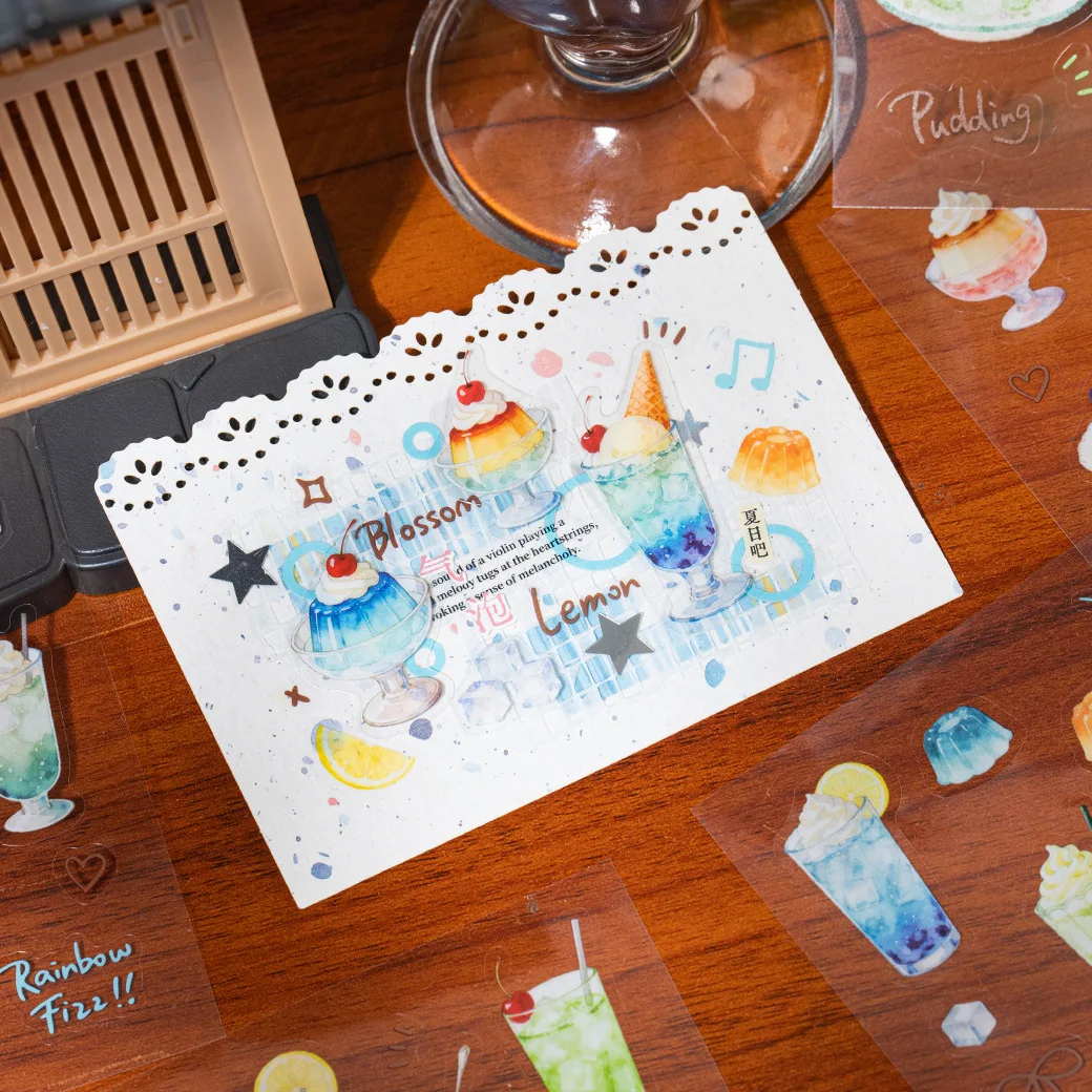 10pcs/1lot Kawaii Scrapbook Stickers Sweet and Fun Food Light Junk Journal Gold Planner Stationery Planner Decorative