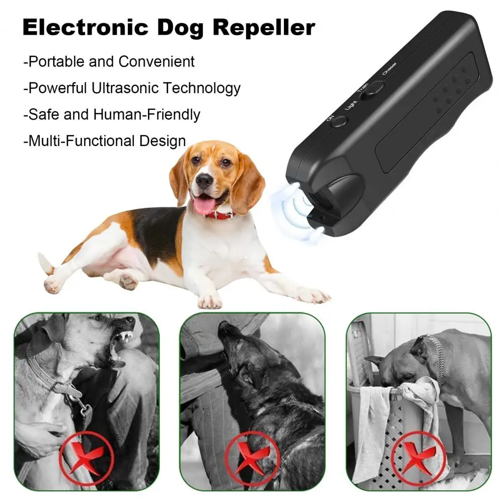 Dog Barking Stopper Powerful Ultrasonic Dog Repeller with Led Flashlight for Effective Barking Control Indoors Outdoors for Dogs