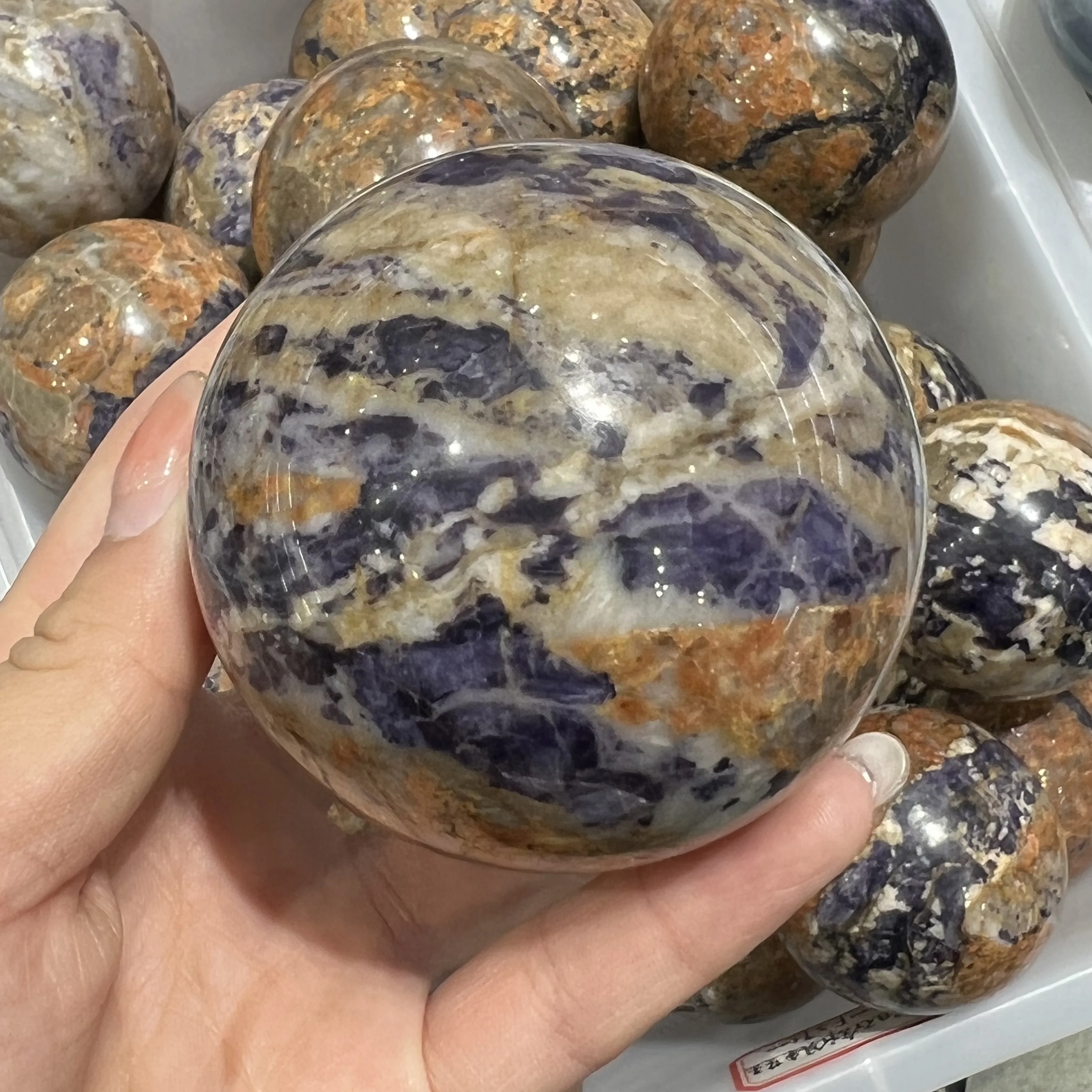 Natural Sun Stone Sugilite Mineral Symbiosis Crystal Sphere Craft Home Decoration