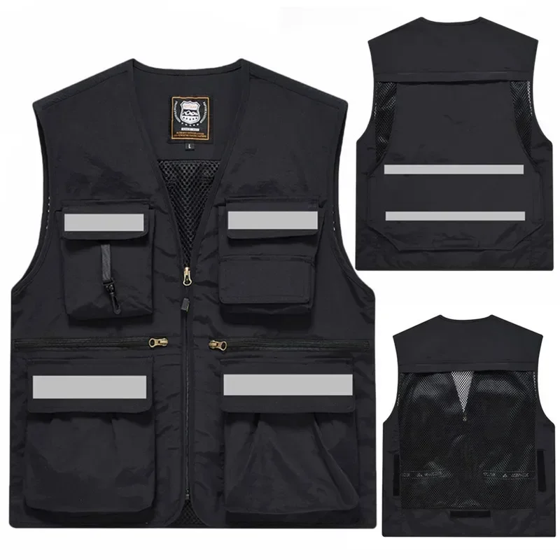 

Sports Work Vest Multi Pocket Sleeveless Jacket Camping Big Size Men's Clothes Logo Custom Plus Outerwear MAN Workwear Leisure