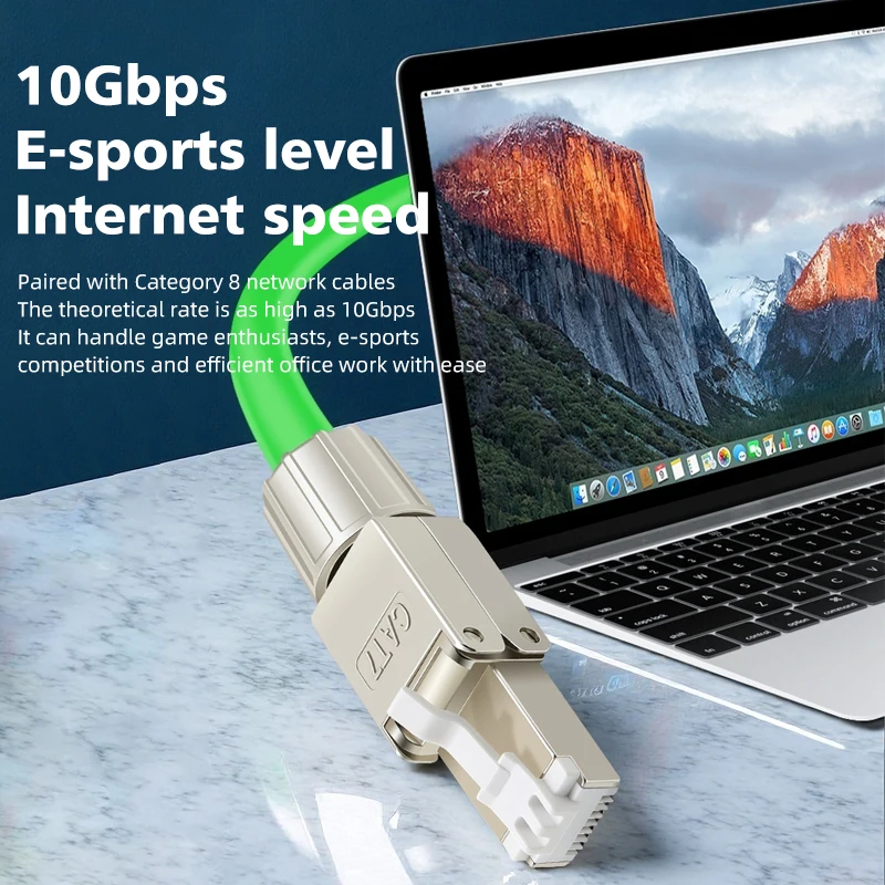 Reusable Tool‑Free RJ45 Connector CAT7 Shielded 10Gbps No Crimping Tool Modular Plug for Network Engineering Field Termination