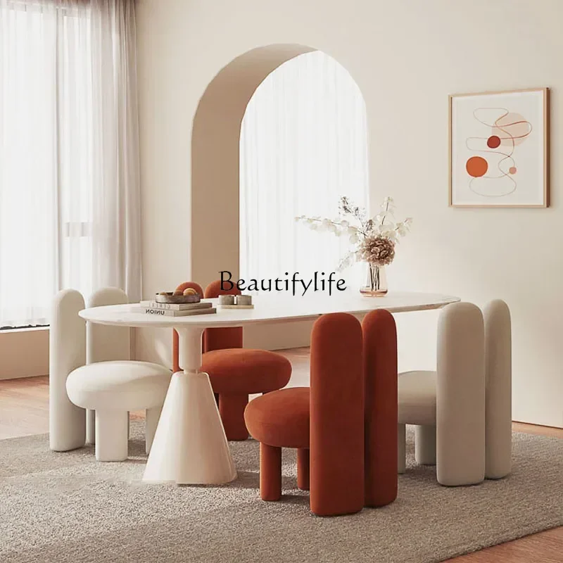 

Cream wind Internet celebrity dining table personality light luxury simple special-shaped home restaurant chair