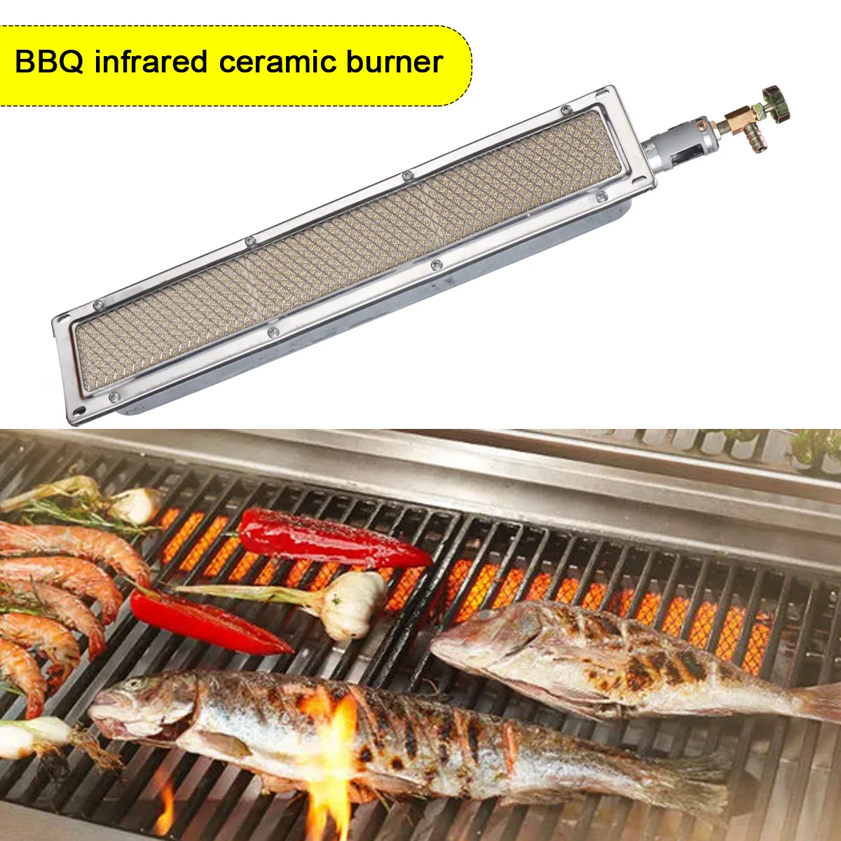 Hochwertiger Gasbrenner für BBQ-Grills, Lebensmittelverarbeitung & landwirtschaftliche Trocknung, gleichmäßige Wärmeverteilung, rauchfrei, schadstofffrei für Restaurants, Bauernhöfe & Lebensmittelindustrie, 44 x 9,5 cm Gas-Infrarot-Keramikbrenner, Metall- & Keramikkonstruktion, Grillbrenner. – Detail 6