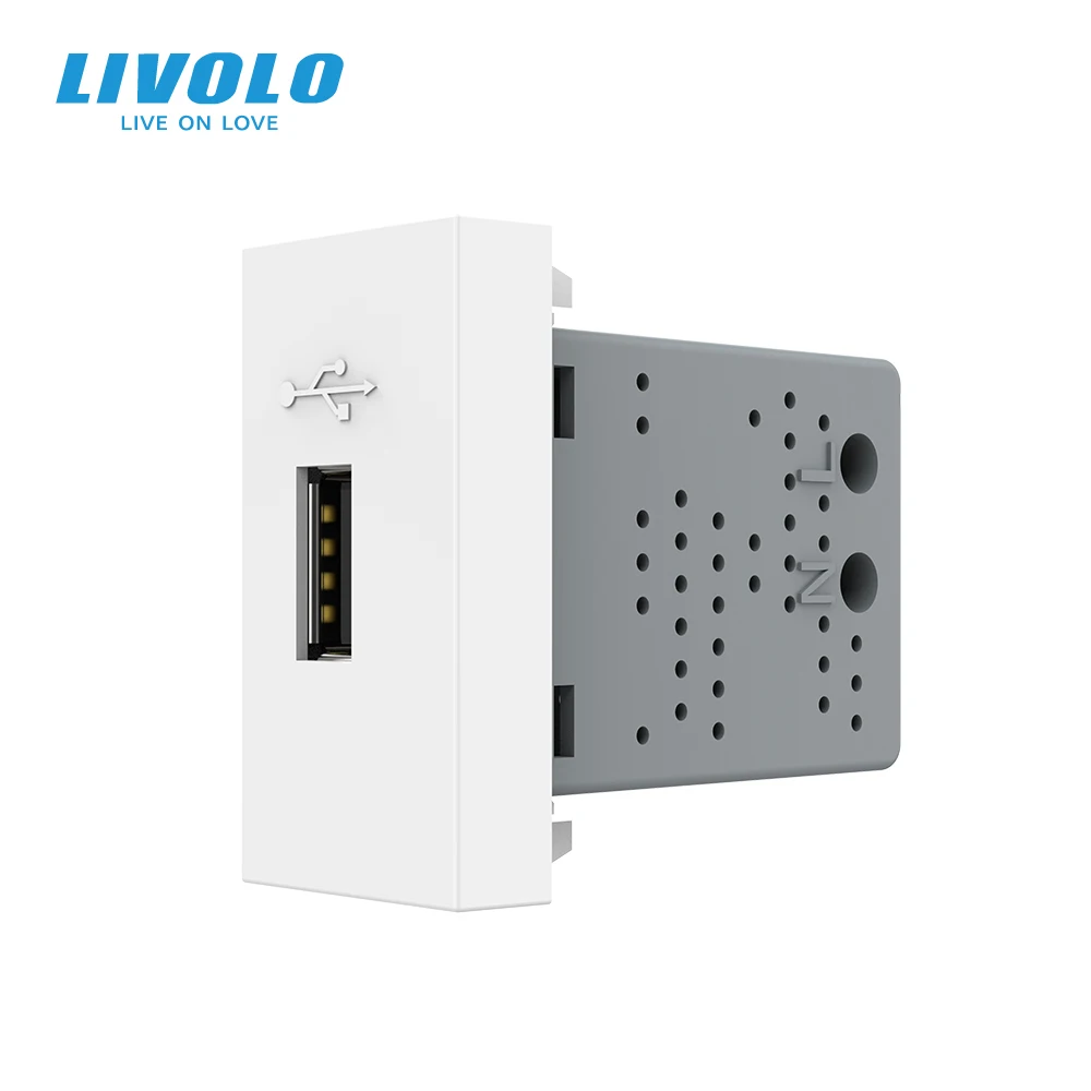 Livolo EU Standard DIY Parts Plastic Materials USB Plug Socket / Wall Outlet Function Key ,USB Charge VL-FCUS (No Metal Plate)