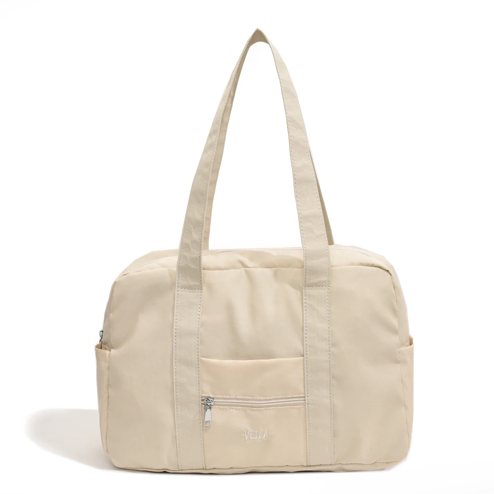 

Unisex Everyday Overnight Bag Solid Color Travel Carry-On Handbag Multi-Pocket Lightweight Tote Handbag Outdoor Short Trip Bag
