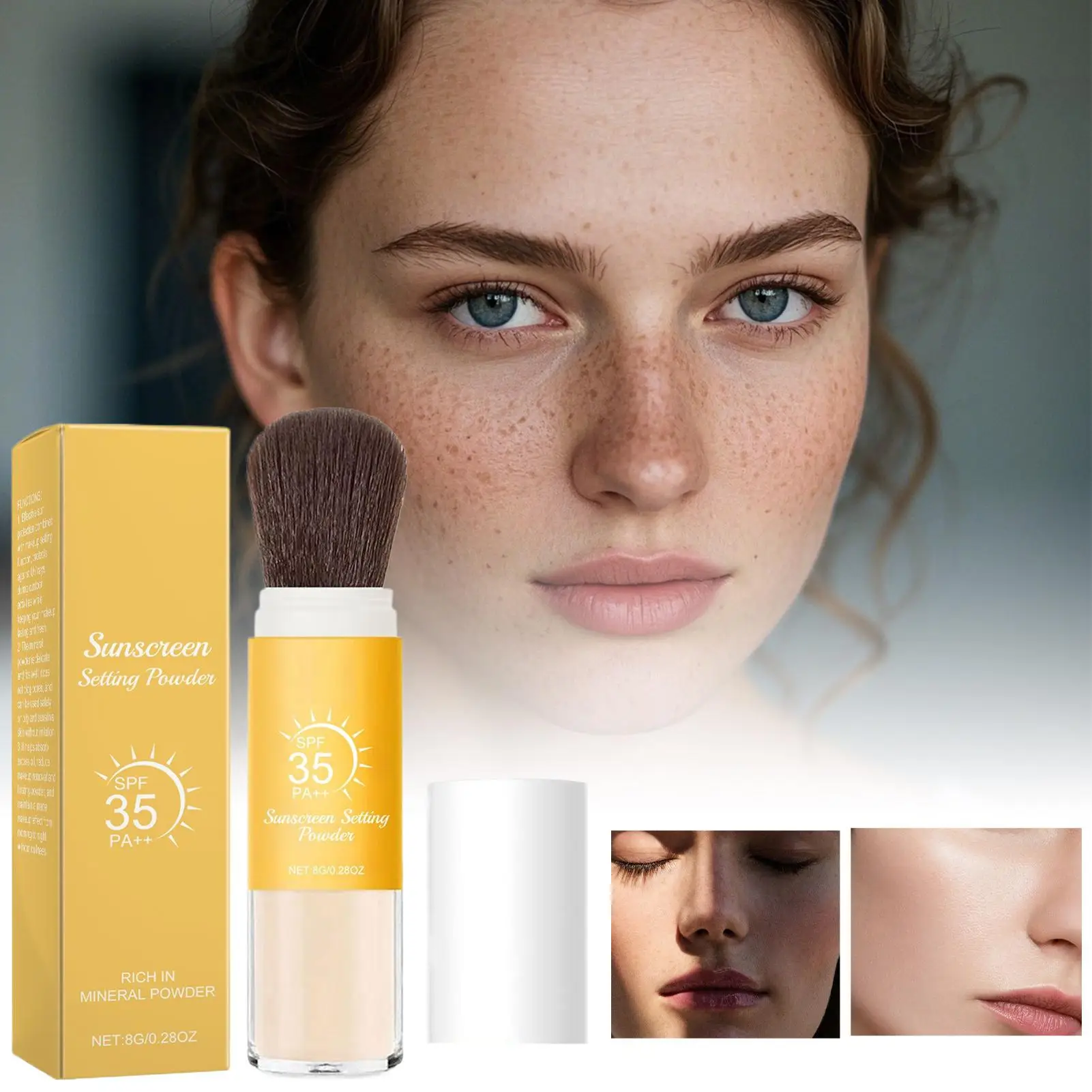 hot Loose Face Powder Sunscreen Spf50 Waterproof Oil Control Protection of the Skin Invisible Pores Setting Powder Makeup 8g