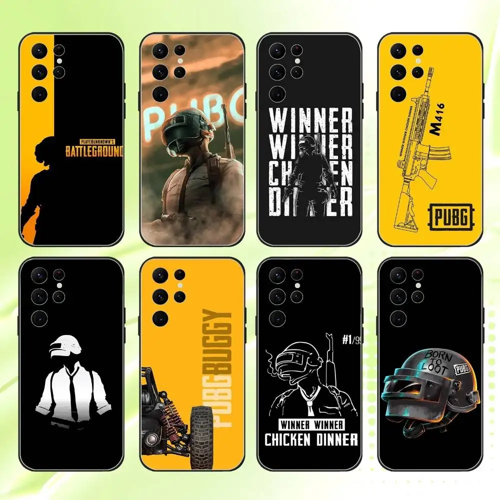 

P-PUBG Game Battegrounds Phone Case For Samsung S 25,24,23,22,30,21,10,9,Ultra,Plus,Lite,FE,4,5G Black Soft Case