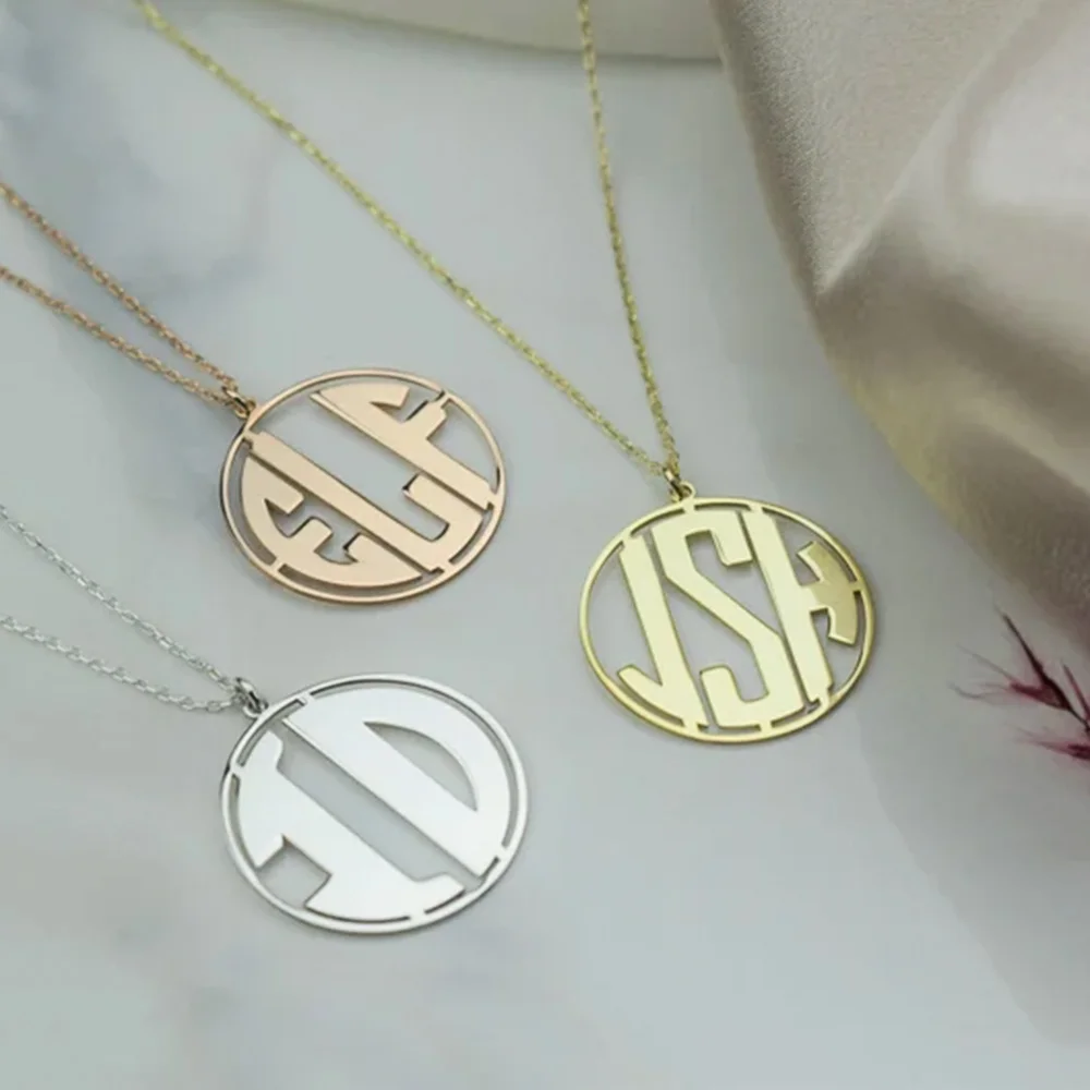 26 Initial Letter Custom Necklace for Woman Stainless Steel Circular Letter Chains Gold Color Necklace Pendants Woman Jewelry image 4
