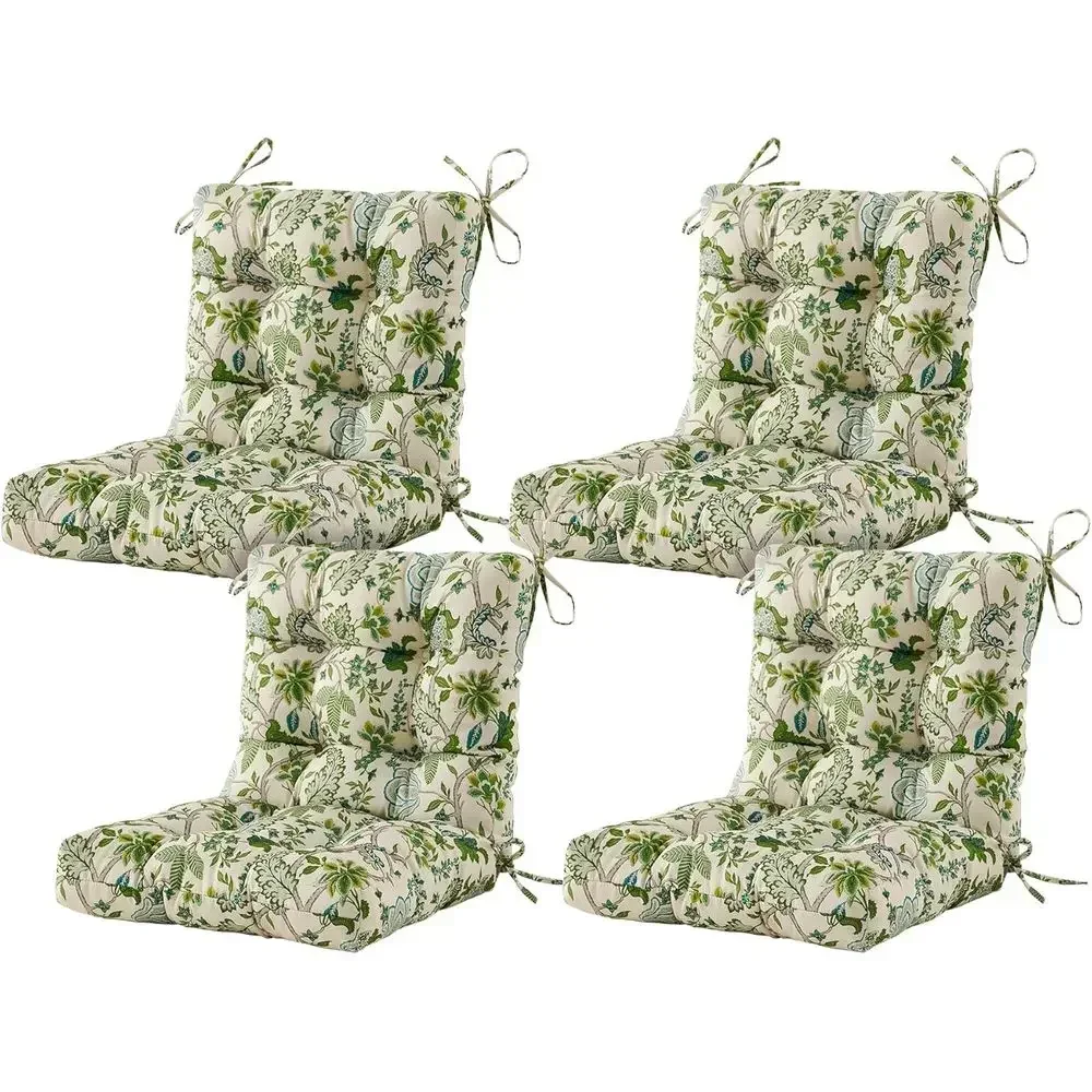Outdoor Patio Chair Cushion Set of 4, 40x20x4 Inches, Loral Pattern, Replacement Cushions for Patio Furniture