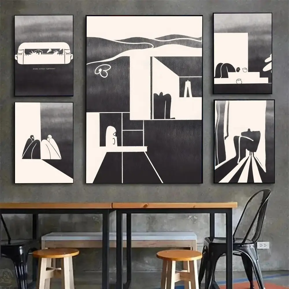 Black and white creative art painting Poster Poster Painting Wall Art Mural for Living Room Home Decor and Gifts
