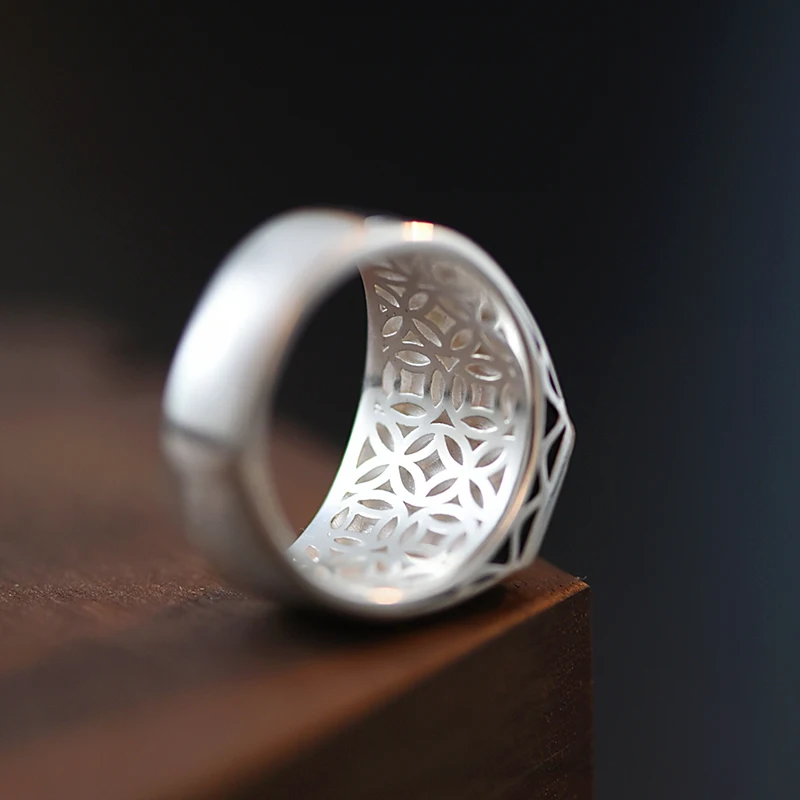 S990 Sterling Silver Black Ring Men's Trend Personality Men's Accessories Fashion Adjustable Jewelry Ring