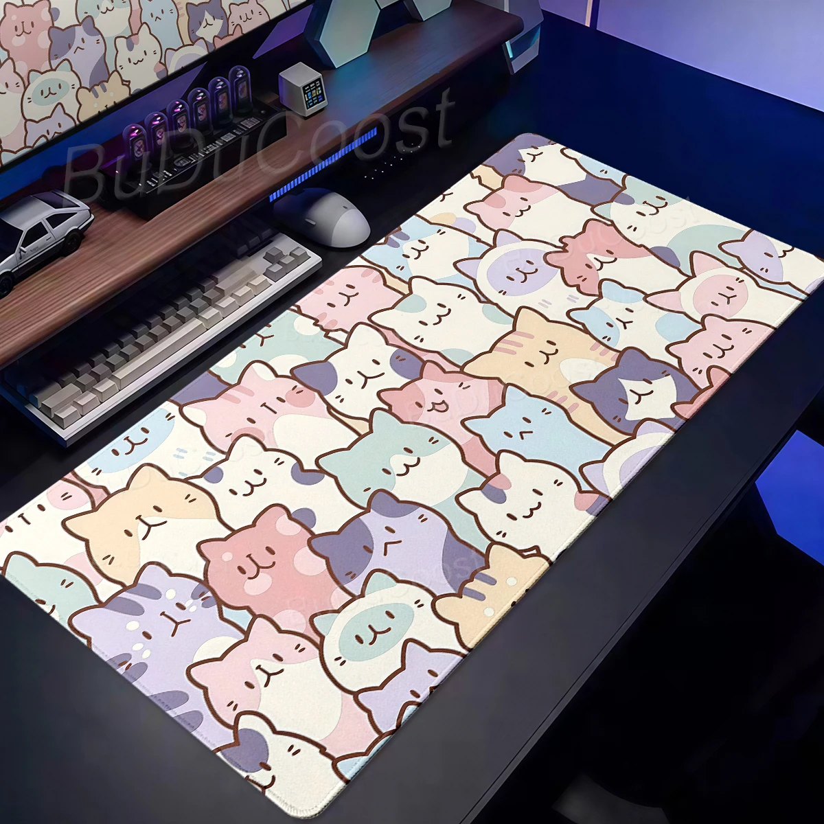 Office Mouse Pad Cute Cat Non-Slip Rubber Desk Mat PC Accessory Large Gaming Keyboard Tablepad Kawaii Kitty Mousepad Gamer Rug