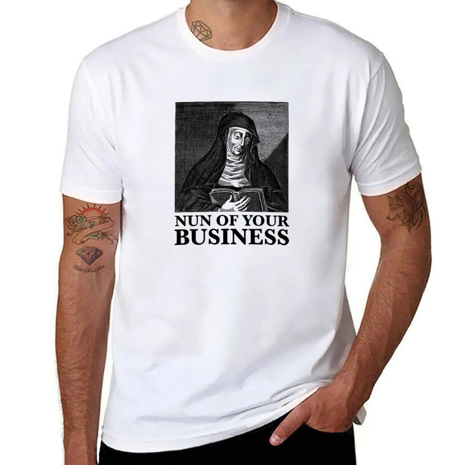 

cotton Joke T-Shirt - cotton 100% Business Nun Hildegard shirts t Your Humor of - t man Saint Pun Funny man shirt